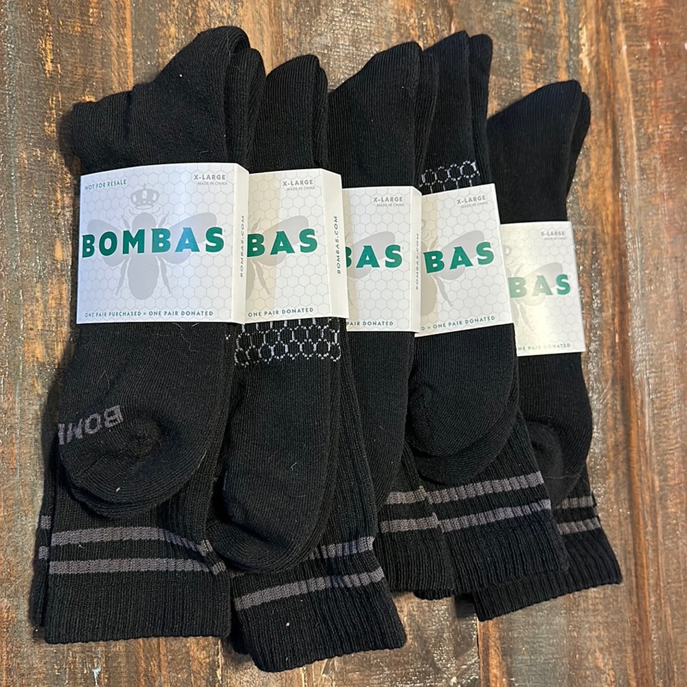 (5) pair of Men’s Bombas Calf socks. 
Size X-Large